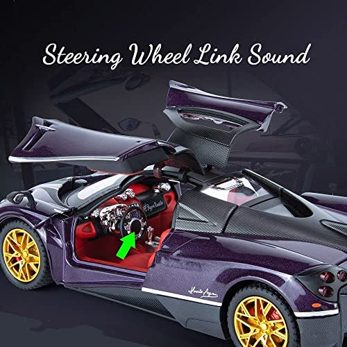 Image of FEXXA 1:32 Scale Exclusive Alloy Metal Pull Back Die-cast Car Model with Sound Light Mini Auto Toy for Kids Metal Model Toy Car with Sound and Light (Pagani HUIRIYA-Multicolor)