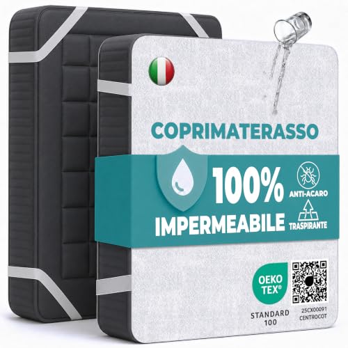 Coprimaterasso Matrimoniale Impermeabile 160x200 cm Lenzuolo in Cotone Cerata per Letto Protezione Salva Materasso Traversa Traspirante Antiacaro Anallergico Lavabile in Lavatrice con 4 Elastici