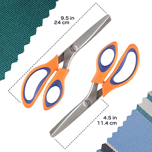 JubileeYarn Professional Grade Pinking Shears - 9.5" Serrated Stainless Steel - Orange & Blue - 1 Pair - Image 3