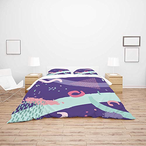 Housse de couette Queen Size 100% polyester au design géométrique contemporain - 4