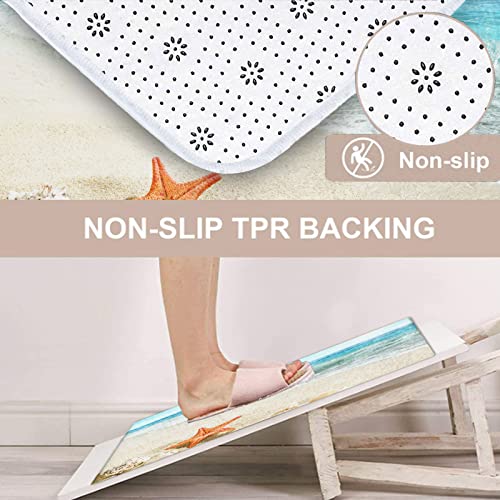 Tayney Beach Seashell Shower Curtain Set With Toilet Lid Cover And Non-Slip Rugs, Blue Ocean Waves 4 Pcs Shower Curtain Set, Sea Starfish Bathroom Shower Curtain Set With 12 Hooks Accessories #TOP6