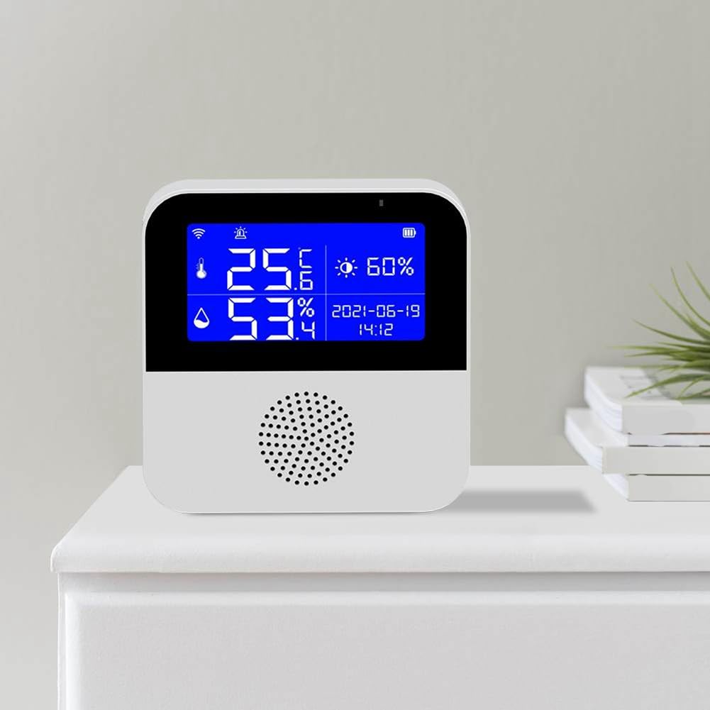 Rensimote 1 Set White ABS Smart WiFi Temperature Humidity Sensor Home Dual Temperature Sensor with Probe - Image 3
