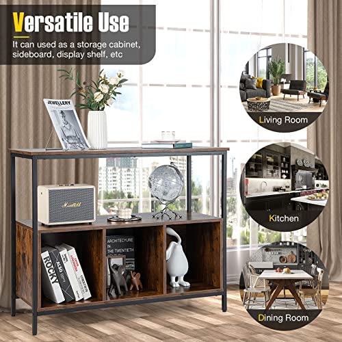 Petsite Sideboard Buffet Table With Storage Cabinet & Shelves, Industrial Microwave Oven Stand, Coffee Bar Station, Stationary Kitchen Island Cart #TOP6