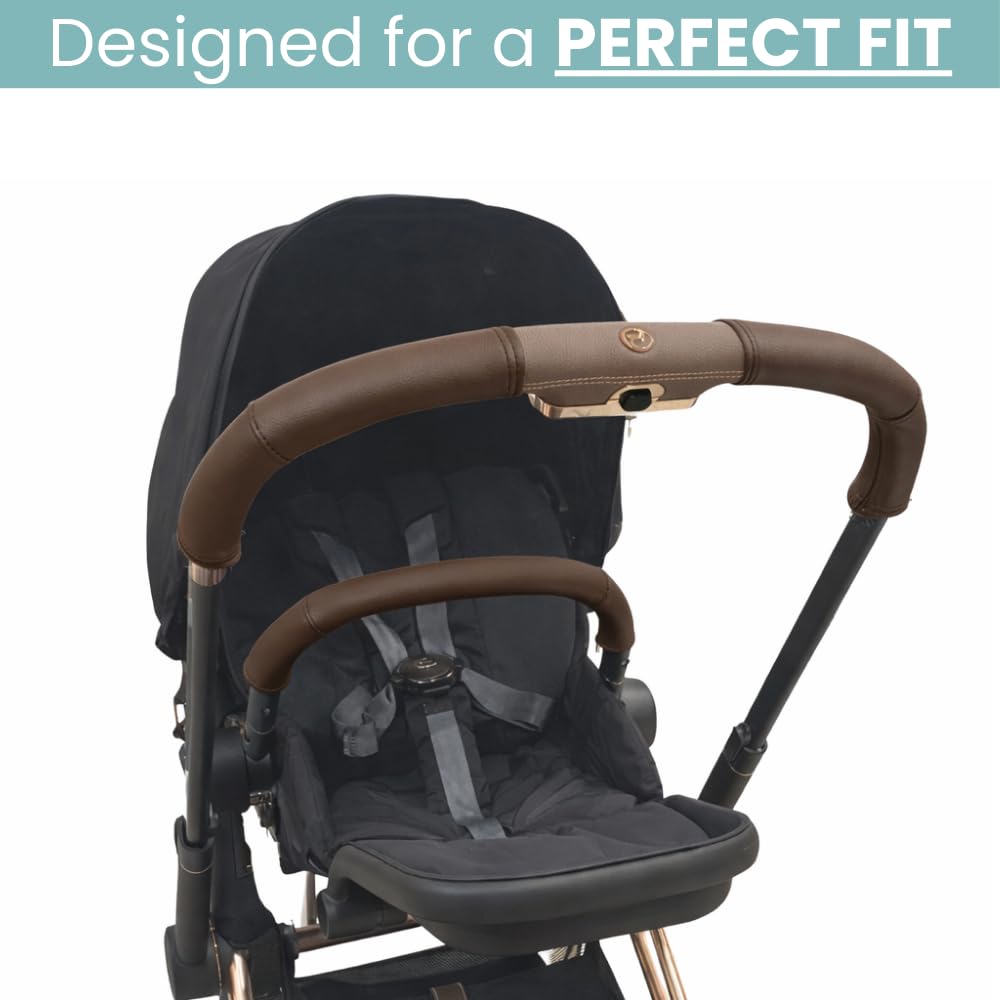 PROTEC TIF Lenkerbezüge aus Kunstleder Kompatibel mit Cybex Priam Dunkelbraun