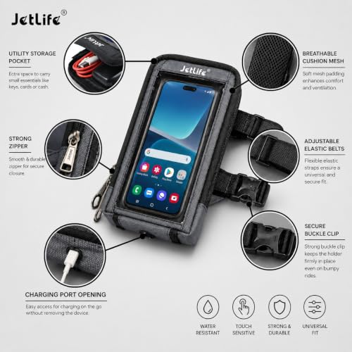 Image of JETLIFE Premium Mobile Holder X2 for Scooters Scooty's Like Activa Jupiter EV (Carbon Black)