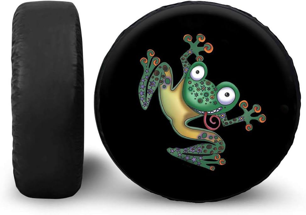 BIGCARJOB Funny Frog Spare Wheel Tire Cover UV Resistant, Lightweight Personalized Tire Protective Cover ¨C fits 14inch-19inch Tire,Travel Camper Spare Tire Cover