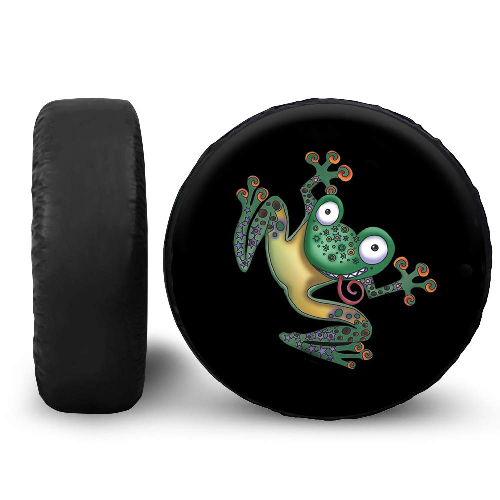 BIGCARJOB Funny Frog Spare Wheel Tire Cover UV Resistant, Lightweight Personalized Tire Protective Cover ¨C fits 14inch-19inch Tire,Travel Camper Spare Tire Cover