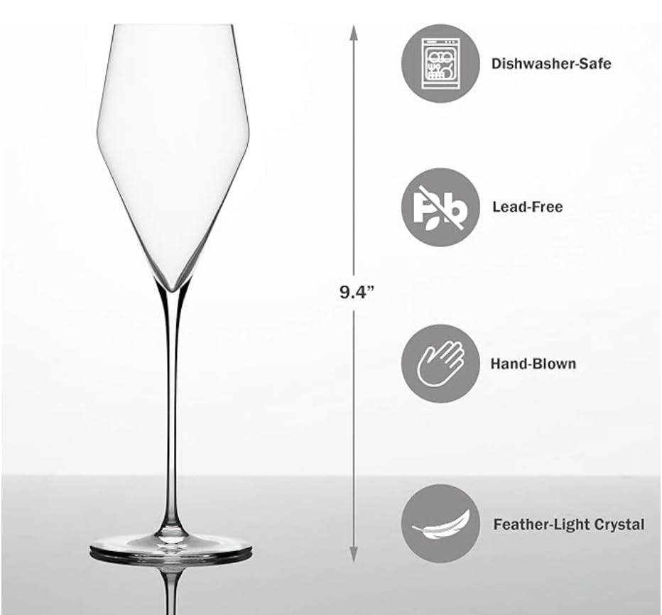 Zalto Denk'Art Champagne Hand-Blown Crystal Wine Glasses | Set of 6