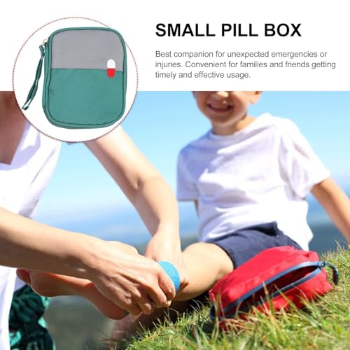 Image of ARURA (LABEL) Oxford Cloth Medicine Bags, Travel First Aid Box, Empty First Aid Kit Waterproof Medicine Storage Box, First Aid Pouch for Home, Office, Travel, Camping, Hiking (Small), Green