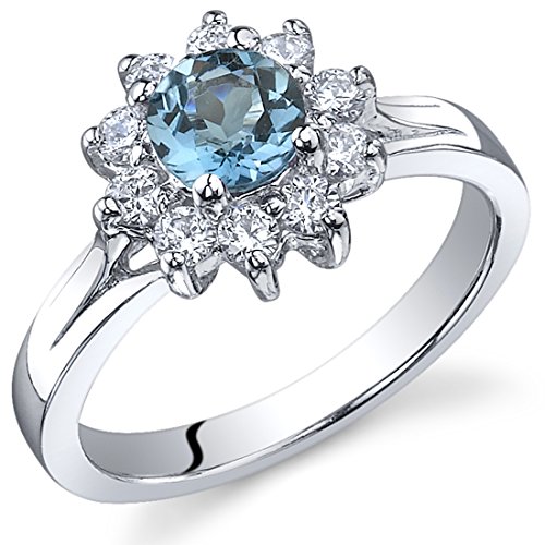 Peora Ornate Floral 0.50 carats London Blue Topaz Ring in Sterling Silver Size 8 Peora Ornate Floral 0.50 carats London Blue Topaz Ring in Sterling Silver Size 8