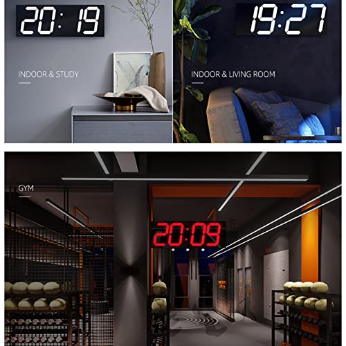 Reloj LED Digital con 16 alarmas, 8 Niveles de Brillo, Temporizador de Cuenta Regresiva, visualización de Fecha y Temperatura - Tamaño Grande (luz Azul)