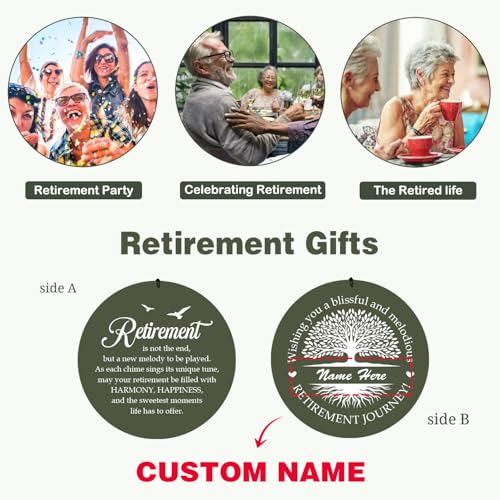Image of ASTARIN Personalized Wind Chime, Happy Retirement Gifts for Teachers, Nurses, Coworkers