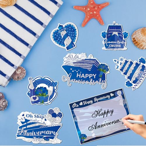 Imanes Decorativos Happy Anniversary Azul Plata miniatura 3