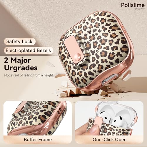 Image of for Apple AirPod 4 Case 2024 with Lock,Clear TPU Floral AirPod 4th Generation Cases for Women Girly, iPod 4 Case with Keychain & Cleaner Kit- Brown Leopard Print