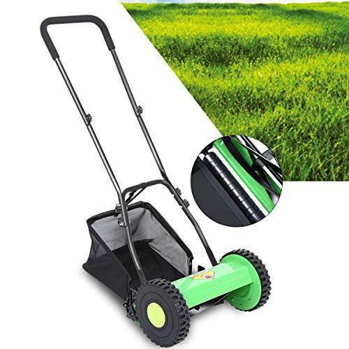 Lawn Mower, 21 inch Manual Push Reel Mower with Collection Bag, Grass Catcher for Small to Medium Yards