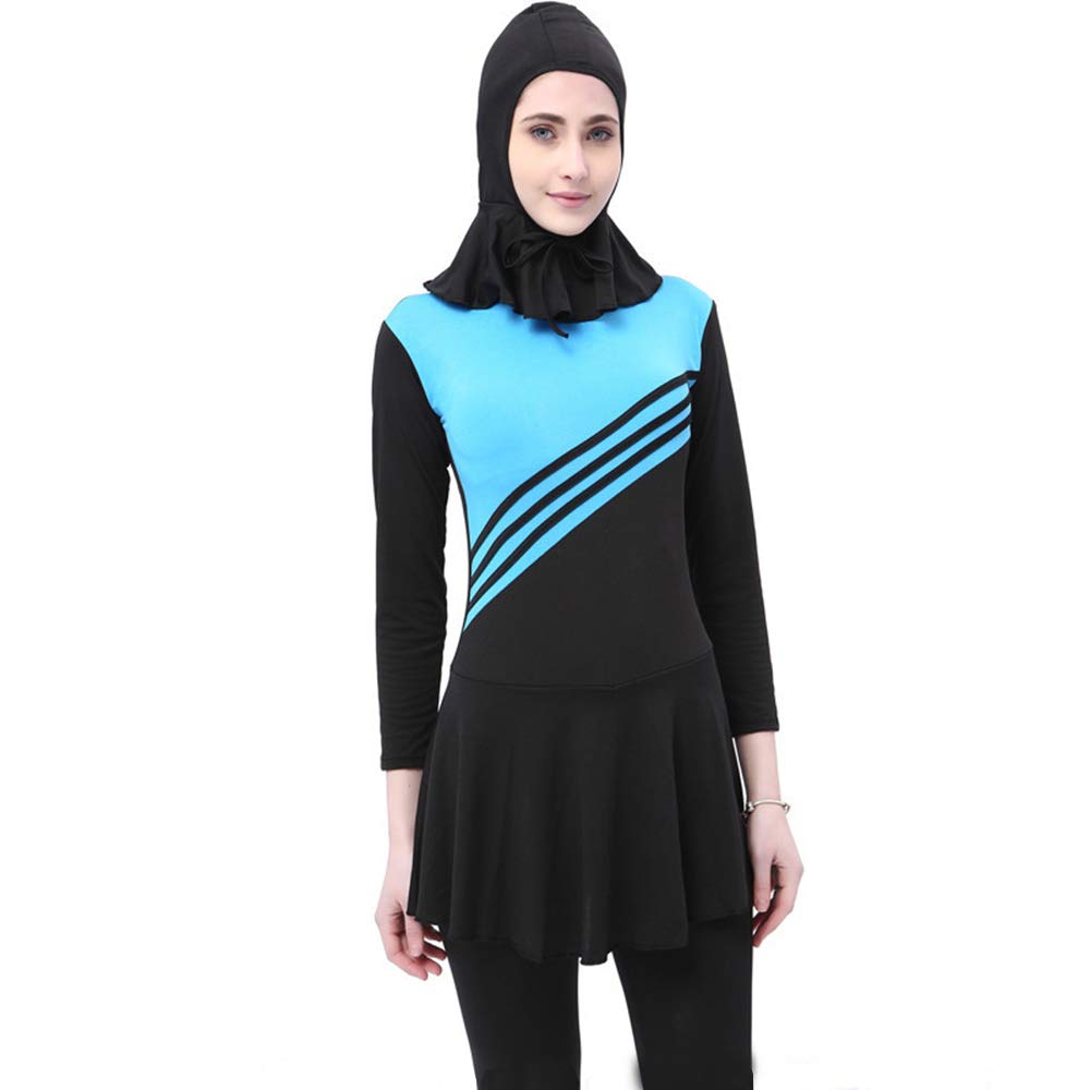 Women Muslim Modest Swimwear - Jumpsuit One Piece Swimsuit with Hijab Islamic Burkini Swimming Costume