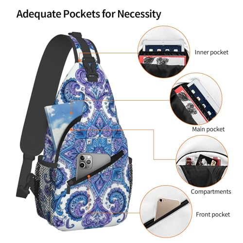 Mochila crossbody bandana floral azul para mujer miniatura 3
