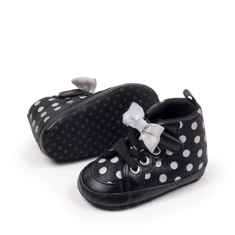 Baby Girls Soft Sole High Top Ankle Solid Sneakers, Sport Newborn Infant First Walkers Shoes3