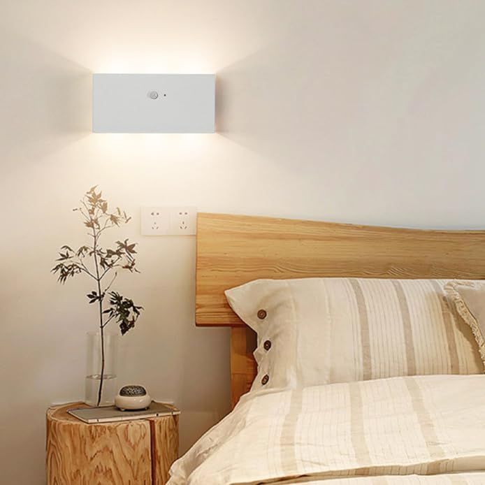 Aplique de pared cable con carga USB lampara interior con sensor blanco 7