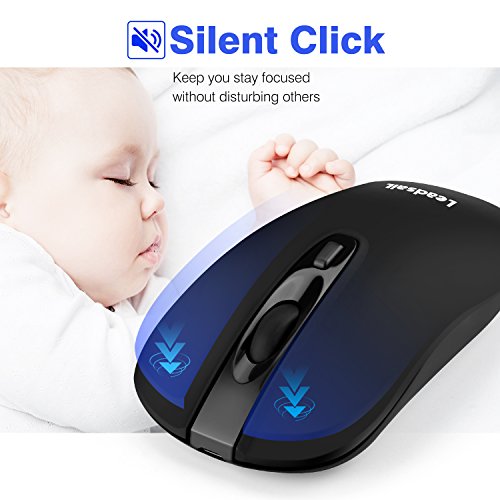Leadsail Rechargeable Wireless Computer Mouse, 2.4G Portable Slim Cordless Mouse Less Noise For Laptop Optical Mouse With 5 Adjustable Dpi Levels Usb Mouse For Laptop, Deskbtop, Macbook #TOP2