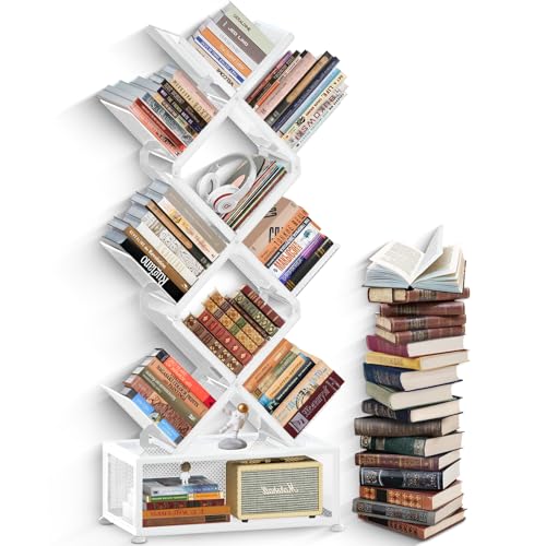 HI NINGER Libreria a forma di albero, 8 livelli, CD DVD, libreria per cameretta dei bambini, salvaspazio, pieghevole,...