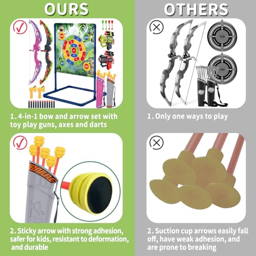 Infowush INFOJH023-N1 4-In-1 Bow And Arrow Set For Kids, 2-Pack Led Light Up Archery Set thumb #3