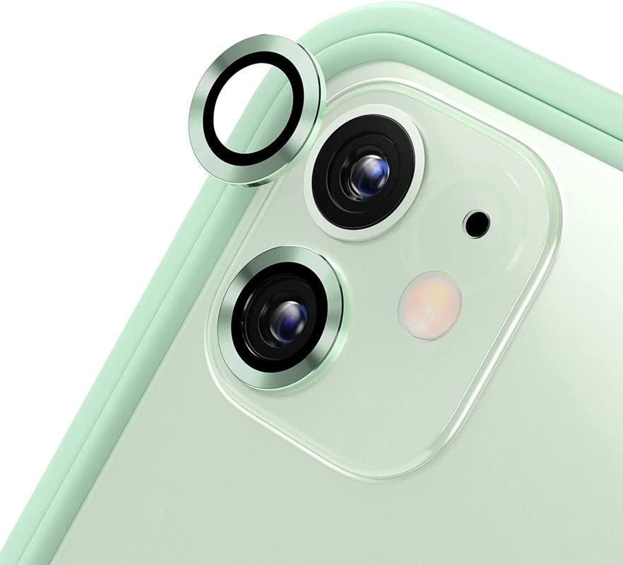 Image of ZYBUX Camera Lens Protector compatible with iPhone 11| High Clarity Scratch Proof 9H Hardness Anti-Spy Anti-Scratch Glass and Aluminum Trim [ Metal ] - (Green)