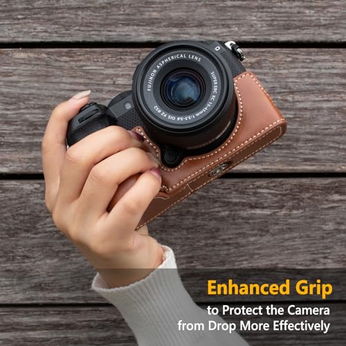 Image of MUZIRI KINOKOO Case for Fujifilm Fuji XS20 /X-S20 Camera, Retro Style PU Leather Fuji XS20 Protective Case with Hand Grip and Opening Bottom Design - Brown