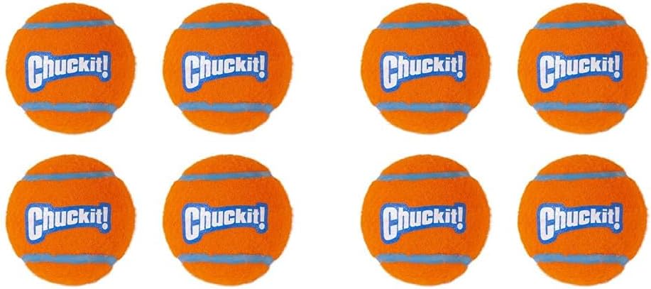 Chuckit!Tennis Ball Dog Toy Durable Fetch Dog Ball Launcher Compatible, Pack of 8, Medium (6.5 cm)
