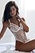 Aranmei Women Hollow Out Lace One Piece Bodysuit Teddy Lingerie (White, Small)