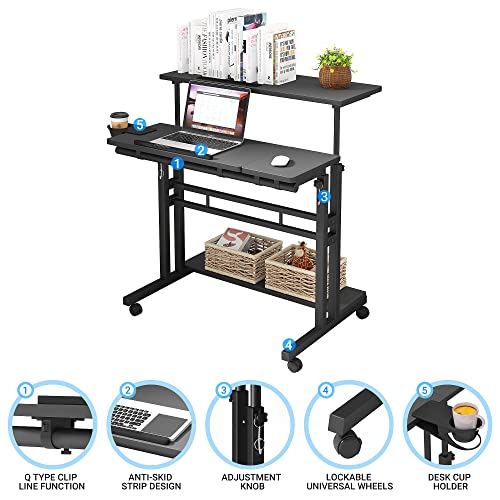 Panta FH-RLD-BK Mobile Standing Desk, Adjustable Rolling Computer Desk thumb #5