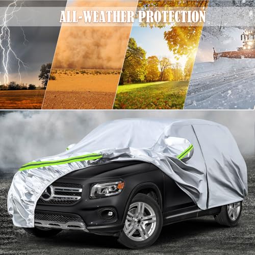 Image of Waterproof Car Covers Replacement for 2019-2025 Mercedes-Benz GLB, 6 Layers Silver All Weather Custom-fit Car Cover with Zipper Door & Windproof Bands for Snow Rain Dust Hail Protection