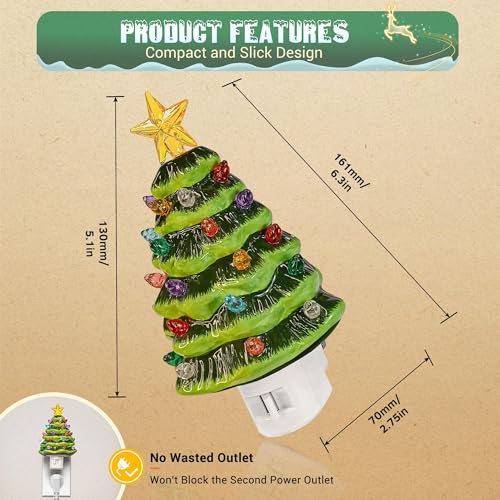 Image of JandCase Christmas Tree Night Light, 3000K Night Lights Plug into Wall