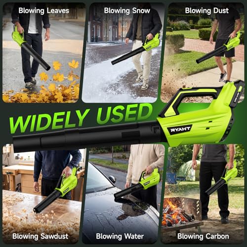 Leaf Blower Cordless, Leaf Blower with Battery and Charger - 2 Speed Modes, 2 Batteries, 20V Powerful Lightweight Electric Blowers for Blowing Leaves, Dust, Lawn Care, Patio Cleaning, Green - image 6