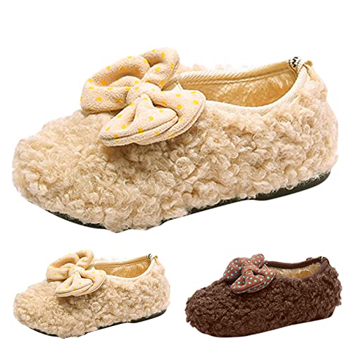Fashion Winter Children Boots Girls Flat Bottom Non Slip Cotton Shoes Solid Color Plush Warm Cute Bow Knot Boots3