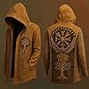 Duohropke Viking Hoodie Men's Medium Length Spring Autumn Cardigan Cosplay Costume with Hood 3D Printed Cool Coat Biker Jacket Sweatshirt Sweat Jacket Leisure Jacket Motorcycle Jacket, brown, XL #2