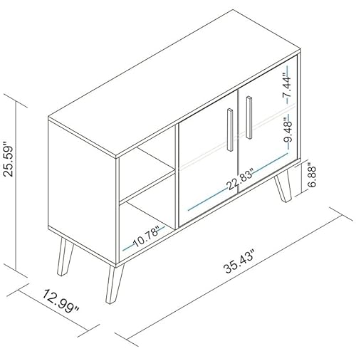 Manhattan Comfort Amsterdam Ultra Modern 4 Shelf Sideboard Cabinet, White #TOP2
