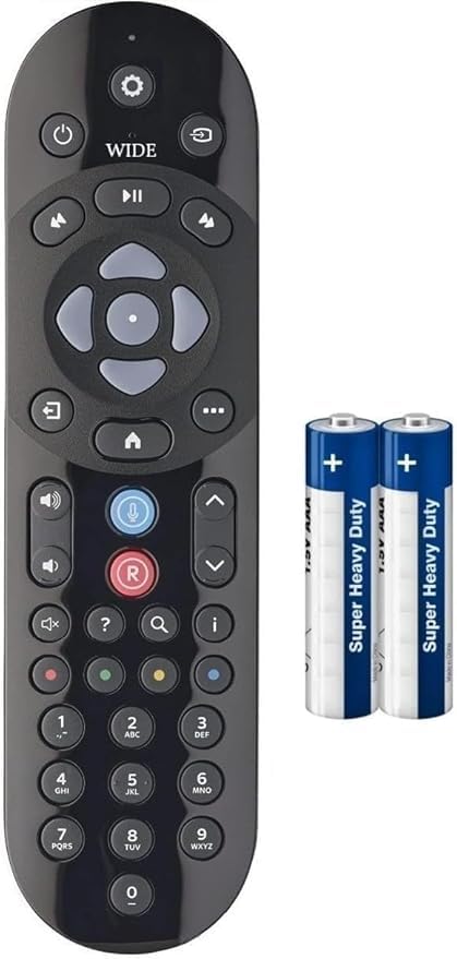 Télécommande de rechange Sky Q vocale noire avec 2 piles AA