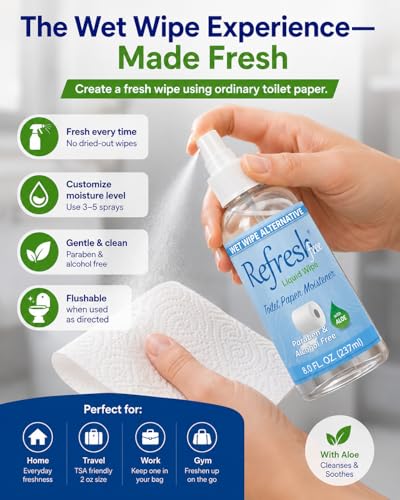 Image of Refresh Liquid Wipe, Toilet Paper Foam (8 Fl Oz, Original Spray)