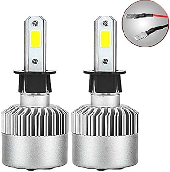Josi Minea x2 Pcs H3 LED Headlight Bulbs - 8000 Lumens / 6000K 6500K Extremely Bright Xenon White Bulb Auto Lights - All in One CSP Chips Headlights Conversion Kit [2 Pack]