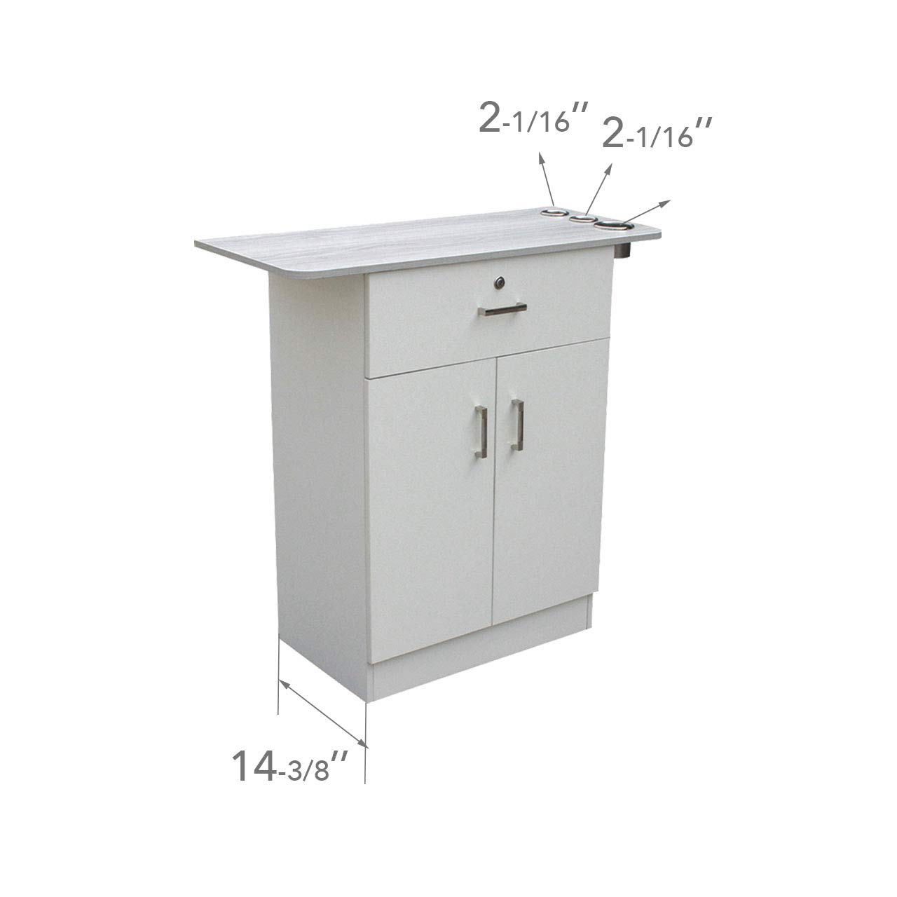 Open double door cabinet of the styling station