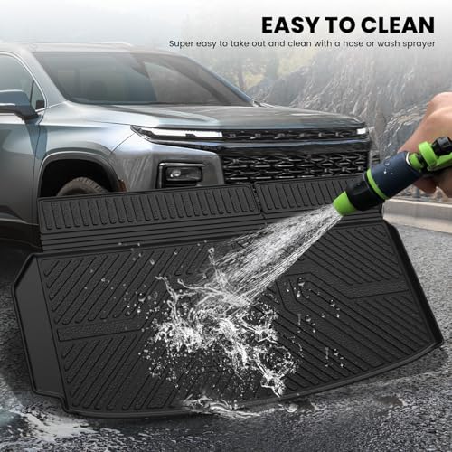 Image of LASFIT Trunk Mat with Backrest Mat for Chevrolet Chevy Traverse 2024-2026 | GMC Acadia 2024-2026 & Buick Enclave 2025-2026, All Weather TPE Custom Fit, Edge to Edge Coverage, Easy to Wash