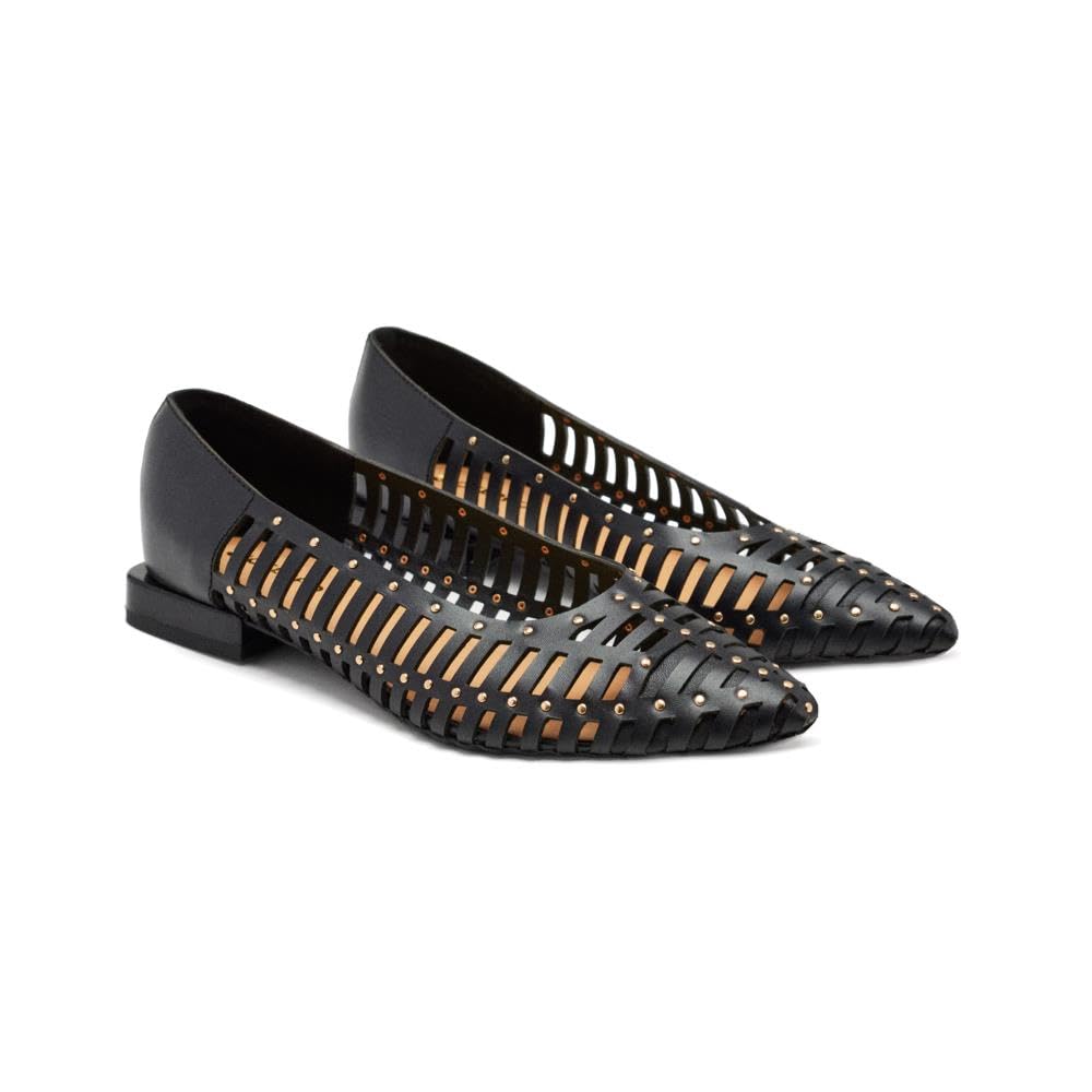 GIOSEPPO TACHAS Kenosha Leather Ballerinas, Black/White, 5 UK