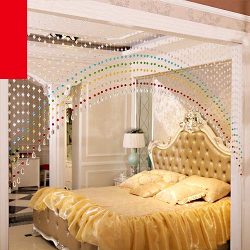 Image of K9L 40 String, 100% Glass Drops, Acrylic Bead, String Hanging Crystal Curtain (40 String Suitable to 5 to 6 Feet Width)(Rainbow)