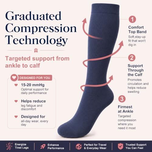 Image of COOLOVER Copper Compression Socks for Women and Men(6 Pairs)-Best Support for Running, Athletic, Travel