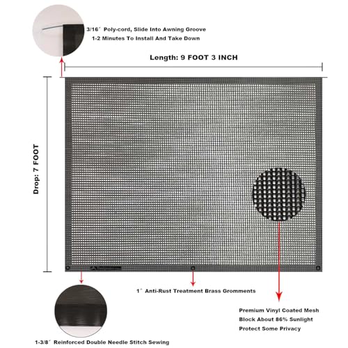 Image of RV Awning Mesh Sun Shade Screen for Motorhome Camper Trailer Sunshade