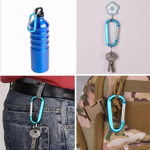 Image of CampTek Carabiner Caribeaner Clip,3 inch Large Aluminum D Ring Shape Carabeaner with Keyring Keychain Hook