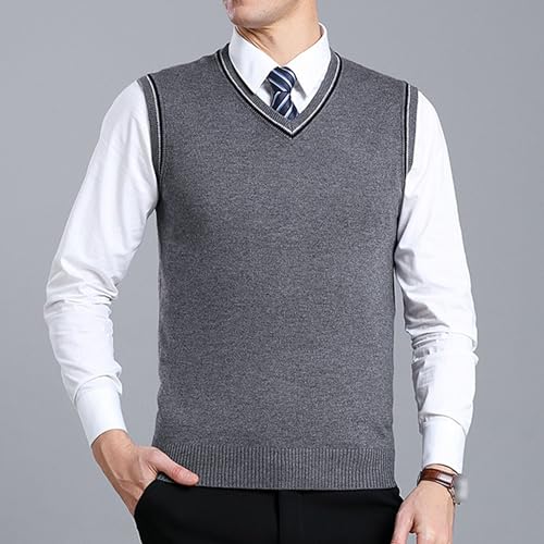 Men Solid Color Knit Vests Slim Fit Sleeveless Pullover Knitwear Lightweight V Neck Knitted Sweater Vest3