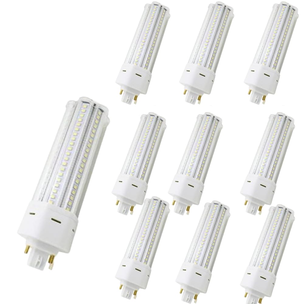 Paquete de 10 Bombillas Led Gx24Q con Base de 4 Pines, Cálido 3000 K, Fluorescente Compacta de 22 W para Ventilador de Baño, Campana de Cocina, Lámpara Enchufable de 6000 K, Ángulo/Warm Whit