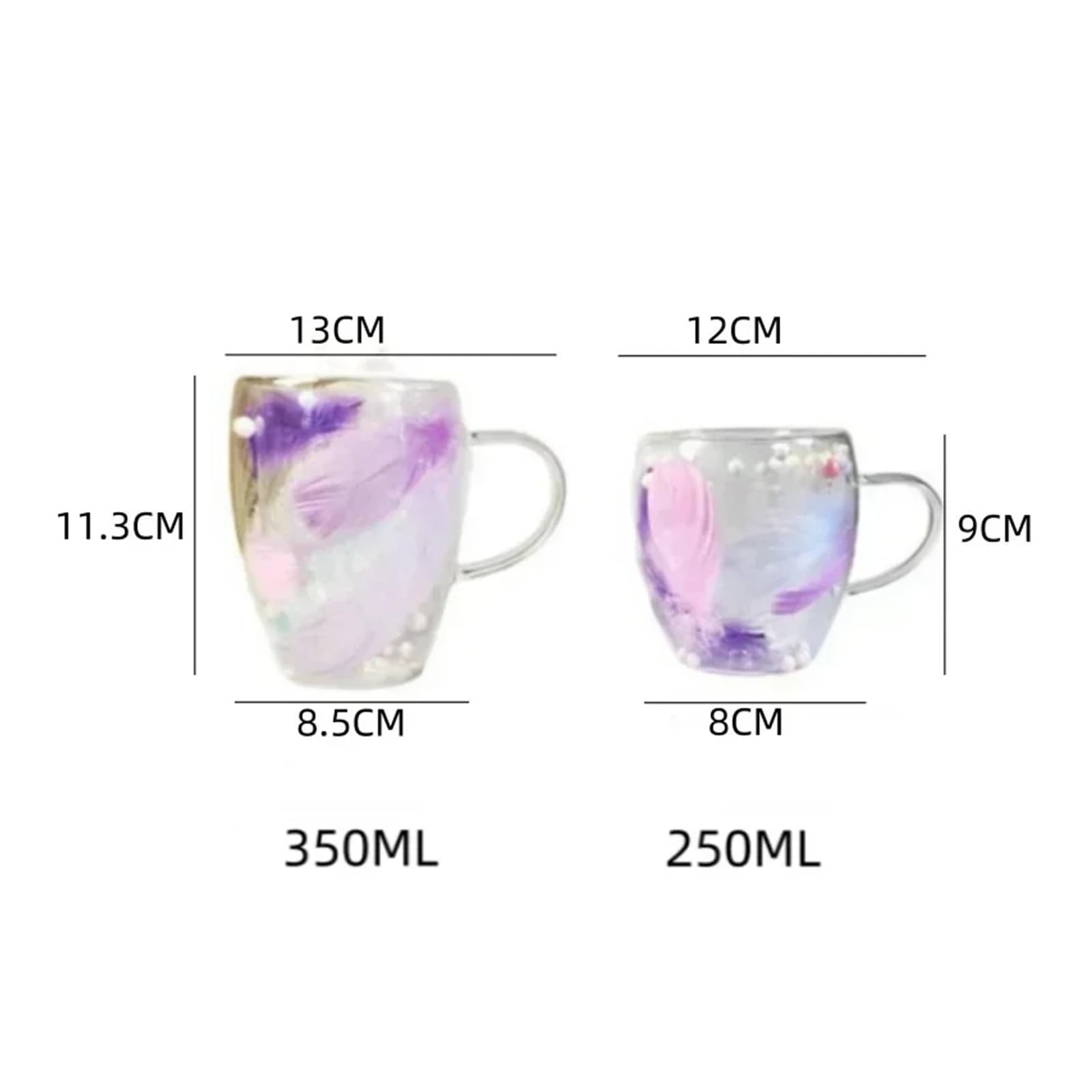 vasos de cristal 250/350ML Design Glass Cup With Handle Double Layer Coffee Transparent Home Office Exquisite(350ML)